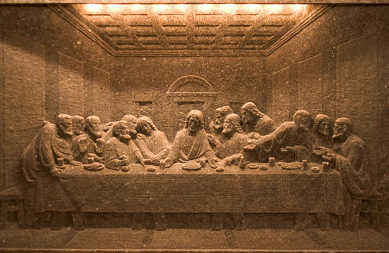 Odwzorowanie obrazu Leonarda da Vinci w kopalni soli w Wieliczce